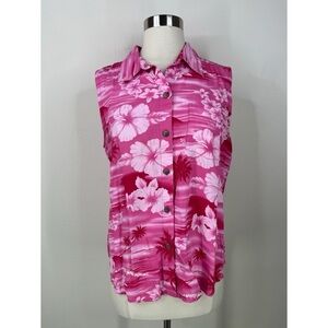 Big Dogs Tropical Sleeveless Button Down Shirt